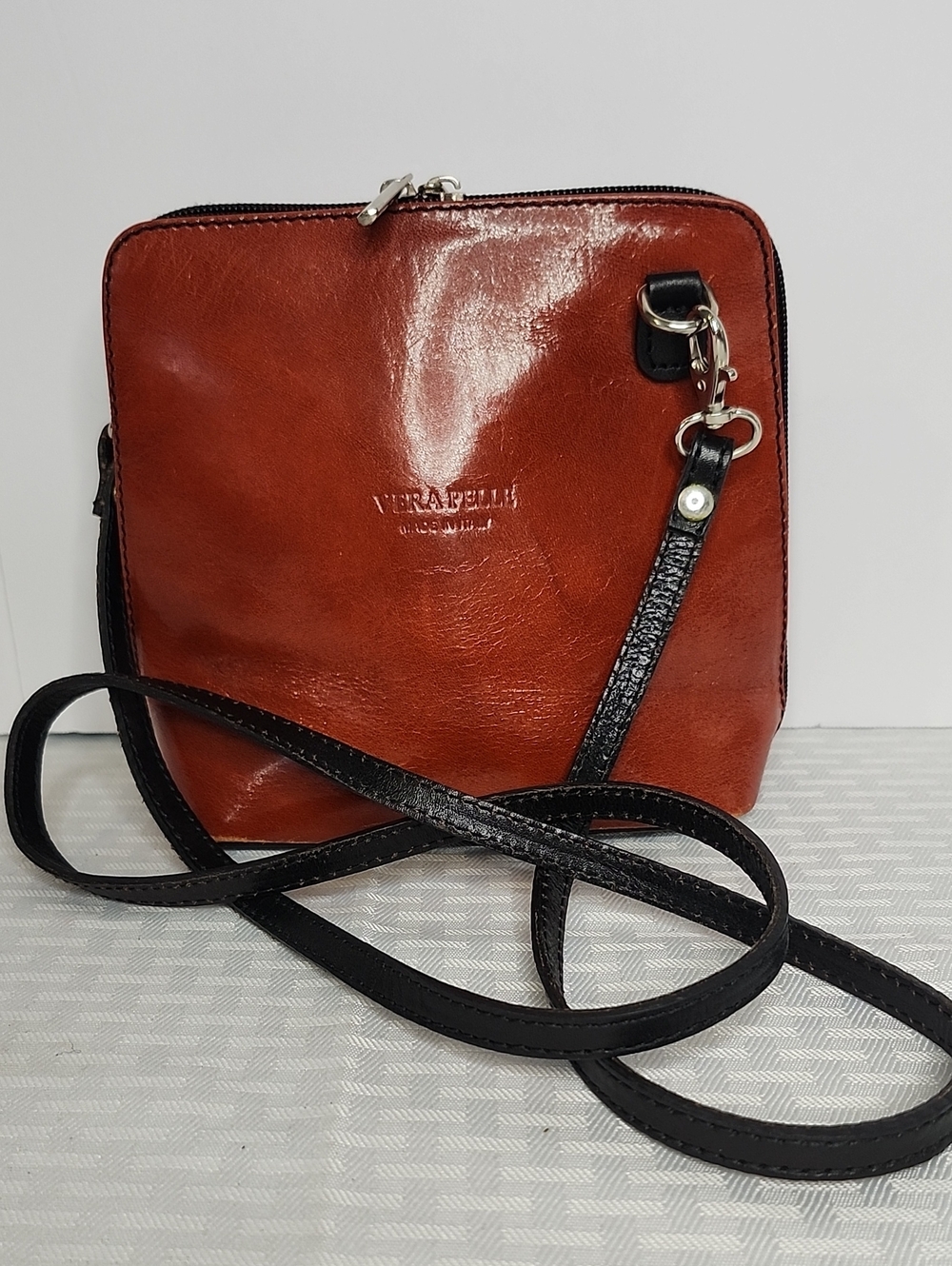 VERA PELLE Leather Small Crossbody Shoulder Bag Made in Italy